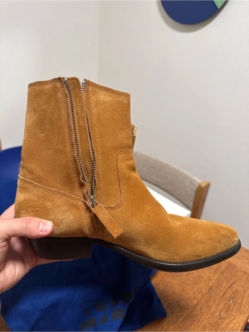 Isabel Marant Men's Suede Zip Boots in Tan Size EU 40
